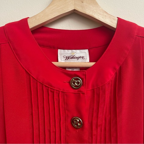 Worthington Vintage Red Blouse - Picture 2 of 14